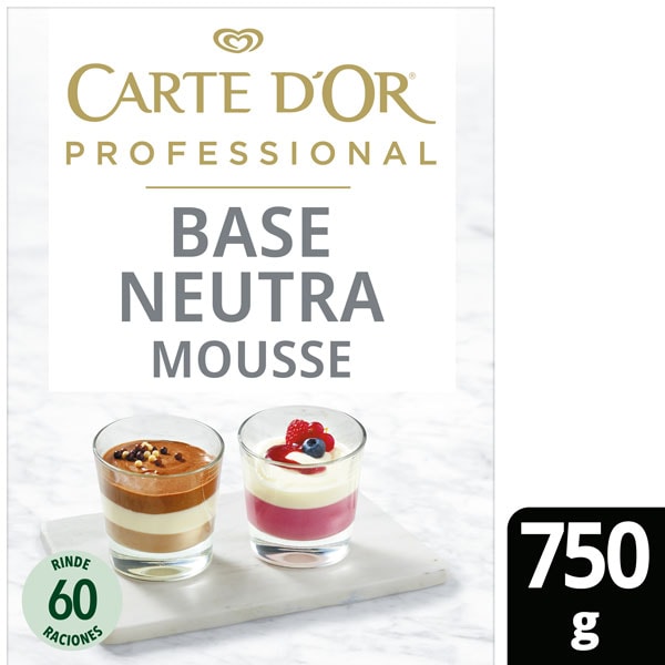 Base Neutra Mousse Carte d’Or 750g - La Mousse Neutra Carte D’Or Professional desatará tu creatividad y te animará a explorar una infinidad de sabores para Mousses.