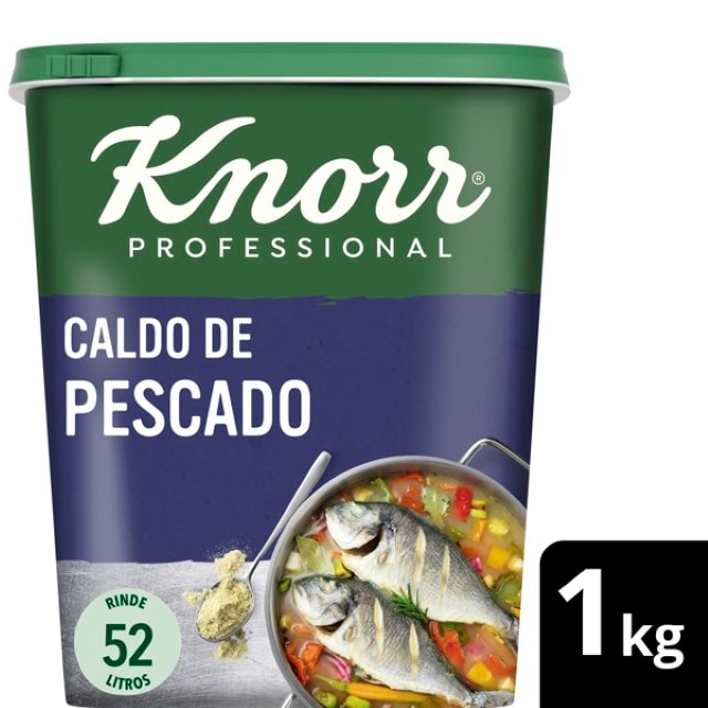 Knorr caldo sazonador de pescado sin gluten y sin lactosa bote 1kg - Descubre los Caldos Deshidratados Knorr: Los No 1*, Sin Gluten y Sin Lactosa.