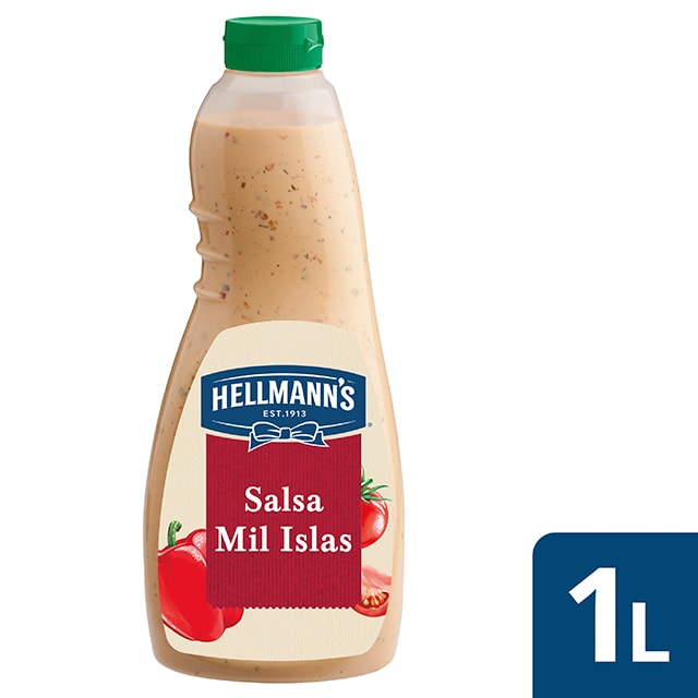 Hellmann’s salsa para ensalada Mil Islas sin gluten 1L - Nueva salsa para Ensalada Mil Islas Hellmann's, ahora sin gluten, el mejor ingrediente para inspirar tu creatividad