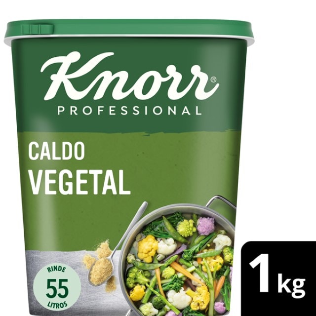 Knorr Caldo sazonador Vegetal sin gluten y sin lactosa bote 1kg - Descubre los nuevos Caldos Deshidratados Knorr: Los No1*, ahora Sin Gluten y Sin Lactosa.