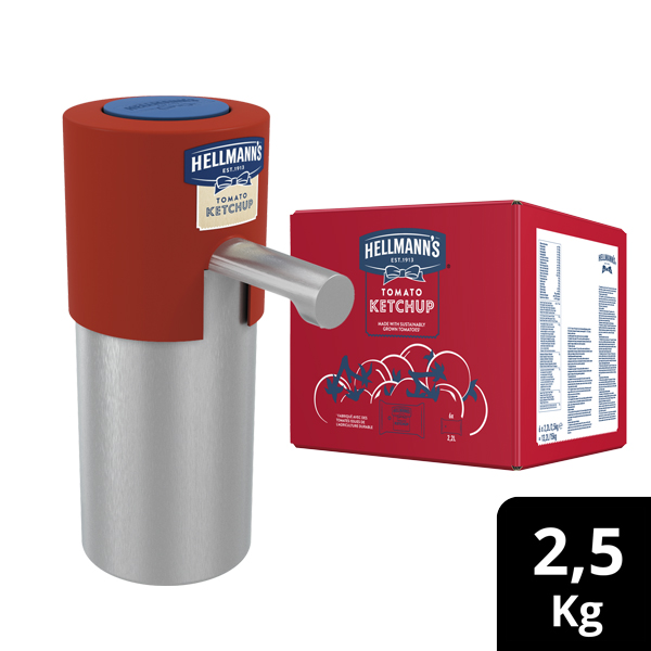 Ketchup Hellmann's Dispensador 2,5KG Sin Gluten - Los dispensadores Hellmann's transmiten al cliente calidad y facilidad de uso