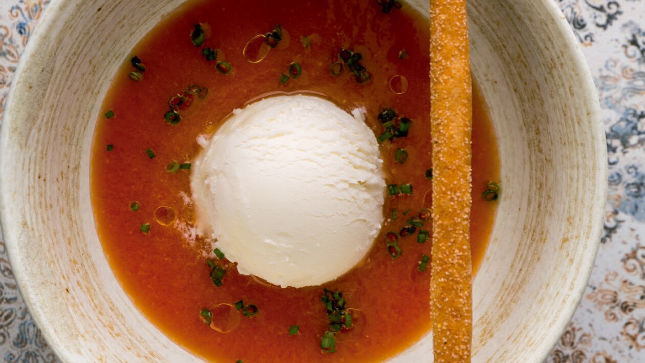 Gazpacho con helado de queso Krea – - Receta - UFS Gazpacho con helado de queso Krea – - Receta - UFS
