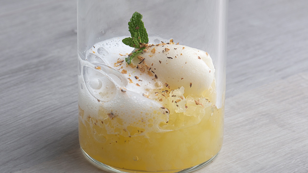Gelée de cítricos al enebro y helado de jengibre confitado – - Receta - UFS
