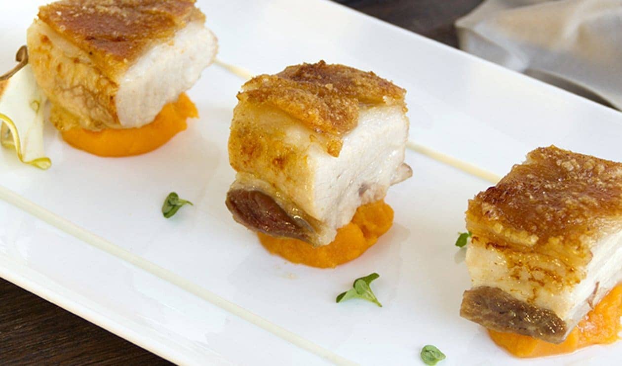Panceta de cerdo con batata y kumquat – – Receta UFS