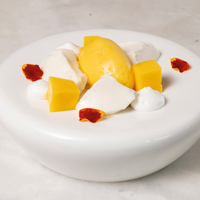 Panacota, arroz con leche y mango Panacota, arroz con leche y mango