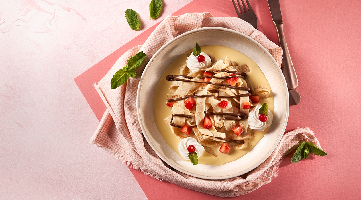 Tagliatelles con crema de vainilla y Nocilla – - Receta - UFS