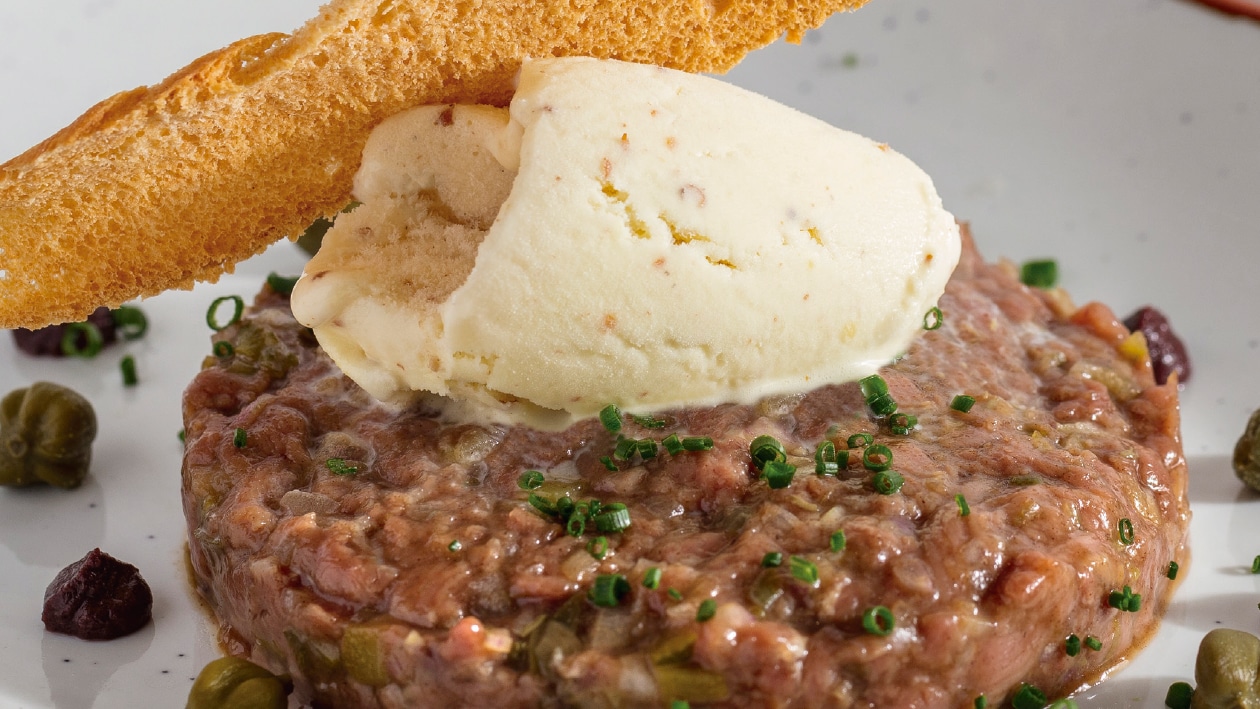 Tartar de pato con helado de mostaza – - Receta - UFS Tartar de pato con helado de mostaza – - Receta - UFS