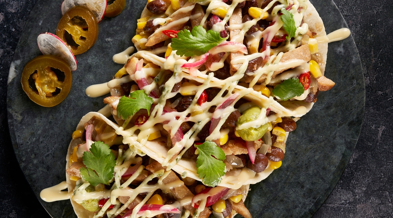 Tacos veganos mexicanos con mayonesa cítrica y salsa fina de albahaca – - Receta - UFS