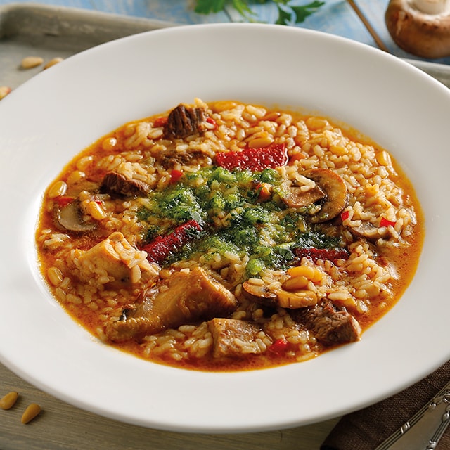 Arroz meloso de boletus y pluma ibérica Arroz meloso de boletus y pluma ibérica