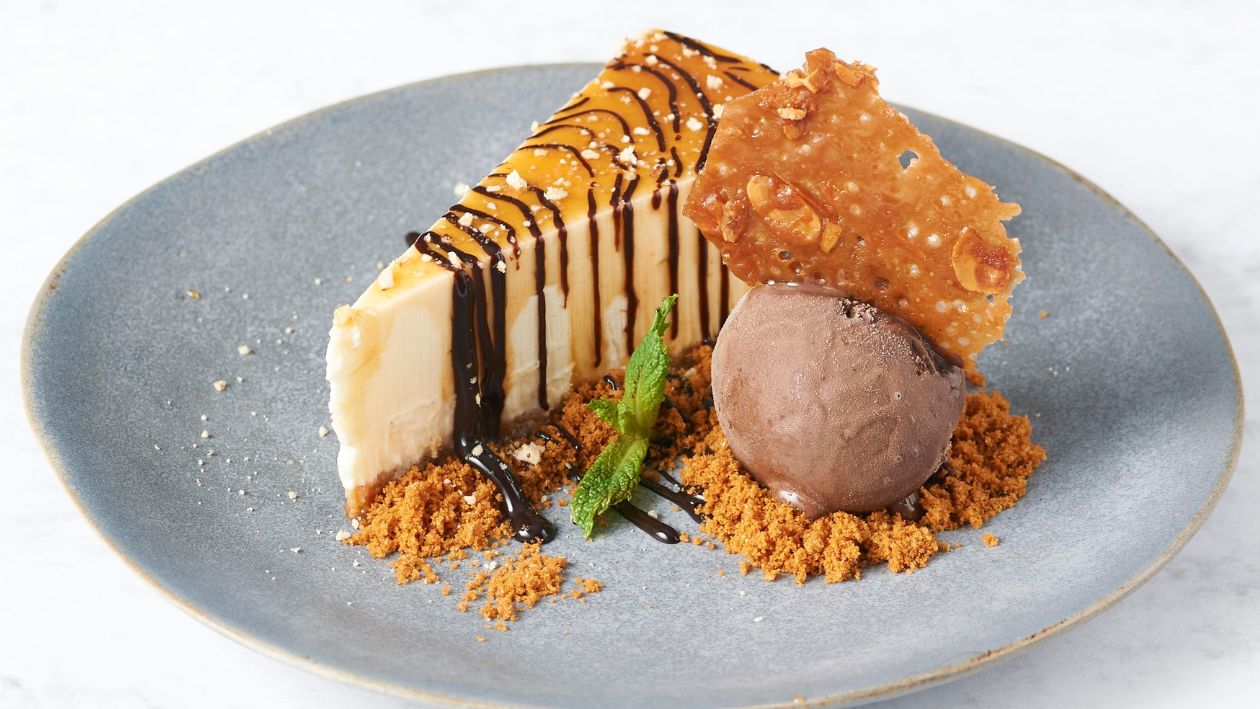 Cheesecake con toffee chocolate y avellanas – - Receta - UFS