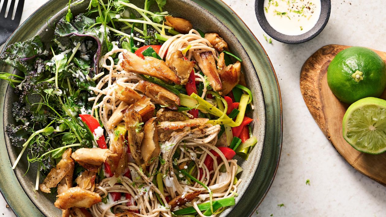 Noodles con kale, verduras y NoPollo – – Receta UFS