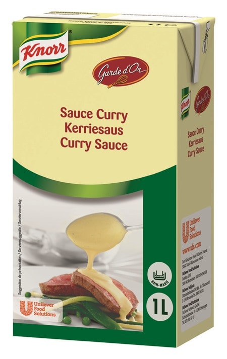 Knorr Garde D'Or Salsa Curry líquida lista para usar brik 1L - La salsa Curry Garde d’Or de Knorr Professional, con sabor y aroma originarios, es ideal para multitud de aplicaciones. ¡Abrir, calentar y servir!