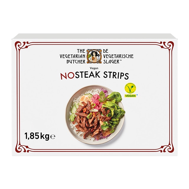 The Vegetarian Butcher Tiras NoTernera veganas caja 1,85kg - Tiras de carne de origen vegetal elaborado a partir de soja no modificada genéticamente y sin necesidad de cocinarlas