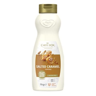 Carte d’Or Sirope Caramelo Salado sin gluten botella 1L - Los siropes de Carte d’Or Profesional permiten añadir un toque final perfecto a tus postres gracias a su sabor y textura