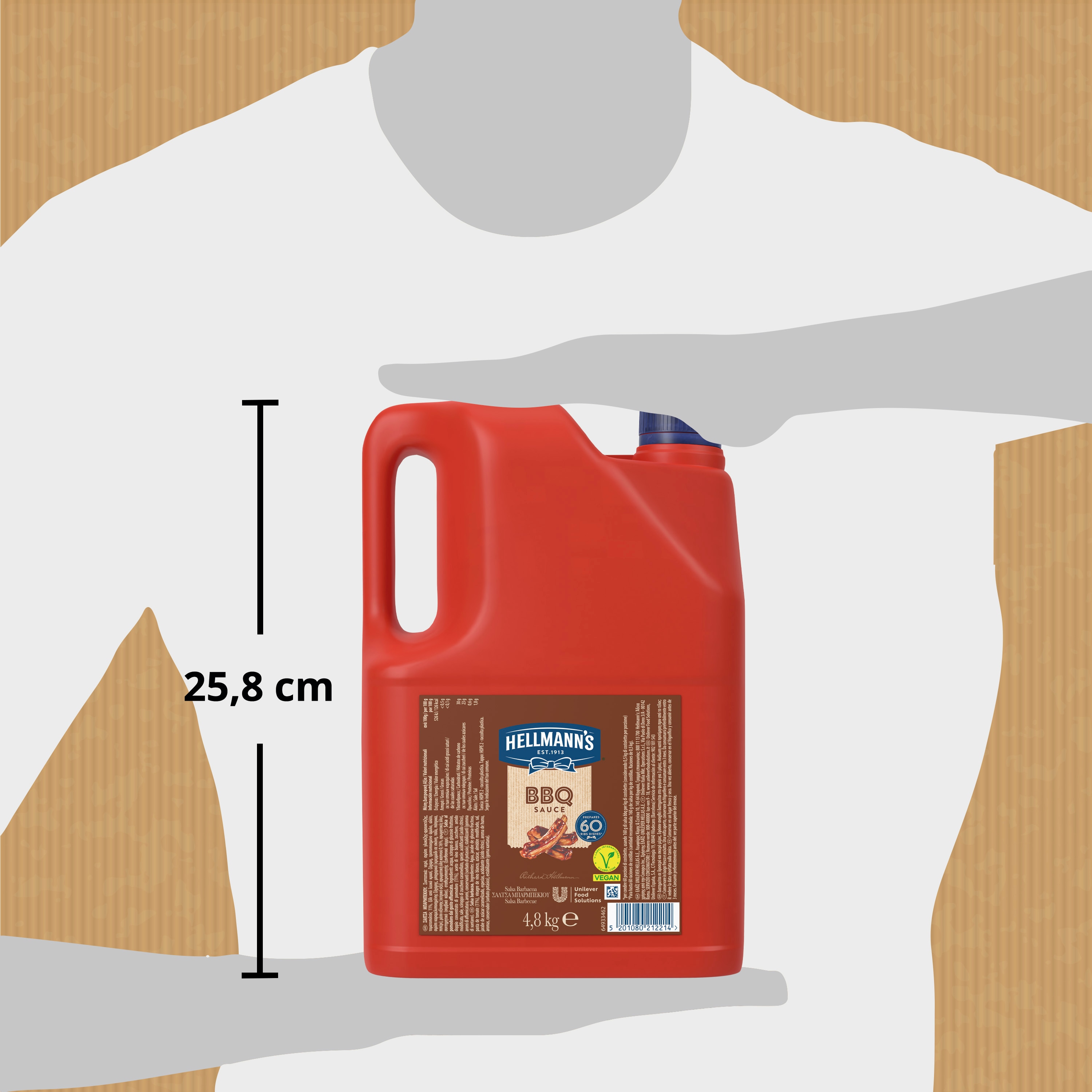 Hellmann’s Salsa Barbacoa 4,8kg - La Salsa Barbacoa Hellmann’s ofrece un sabor intenso con notas ahumadas y una textura equilibrada, ideal como base para tus creaciones. Resultado superior para tus recetas más auténticas.