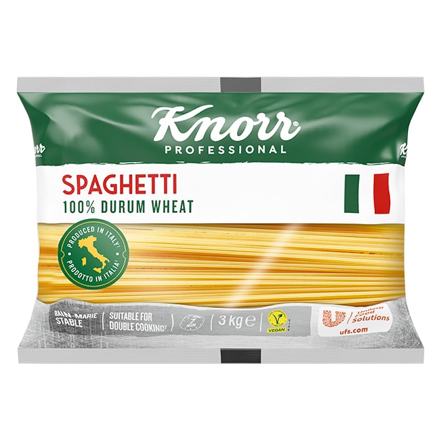Knorr Pasta Spaghetti 4x3kg - La gama de Pasta de Knorr Professional te inspira a crear platos con personalidad, gracias a sus formas auténticas y diversas.
