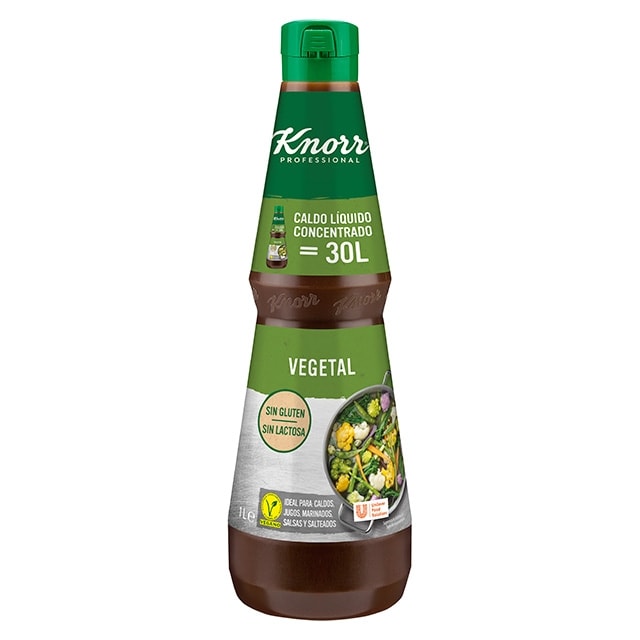 Knorr Caldo Líquido Concentrado Vegetal sin gluten y sin lactosa botella 1L - Caldo Líquido Concentrado Vegetal Knorr Professional: sabor natural al instante, en cualquier aplicación.