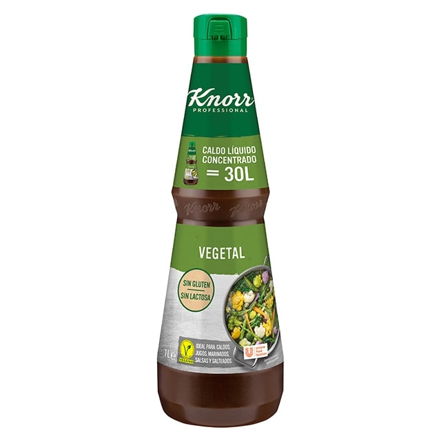 Knorr Caldo líquido concentrado Vegetal Sin Gluten botella 1L - Knorr Caldo líquido concentrado Vegetal: Sabor natural al instante libre de alérgenos*