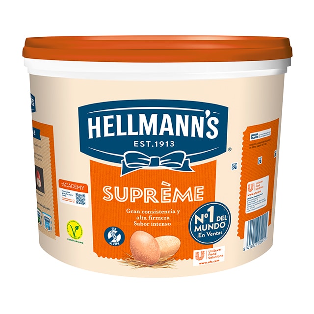 Hellmann’s Gran Consistencia mayonesa cubo 9L - Hellmann’s Supreme, con un 77% de aceite, aporta volumen y gran consistencia a tus platos