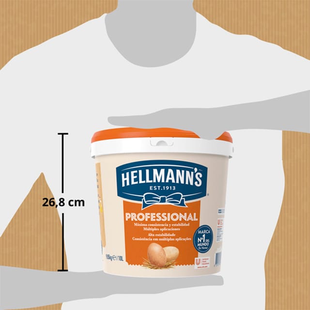 Hellmann’s Professional sin gluten cubo 10L - Hellmann’s Professional, sabor intenso y estabilidad superior en multitud de usos.