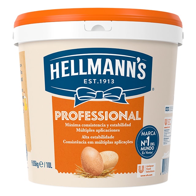 Hellmann’s Professional sin gluten cubo 10L - Hellmann’s Professional, sabor intenso y estabilidad superior en multitud de usos.