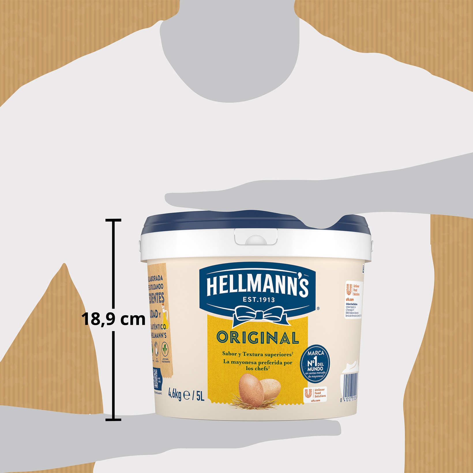 Hellmann’s Original mayonesa sin gluten cubo 5L - Novedad: sabor y textura superiores² & la mayonesa preferida por los chefs¹.