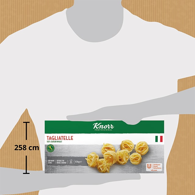 Knorr Tagliatelle pasta seca caja 3kg - La gama de Pasta de Knorr Professional te inspira a crear platos con personalidad, gracias a sus formas auténticas y diversas.