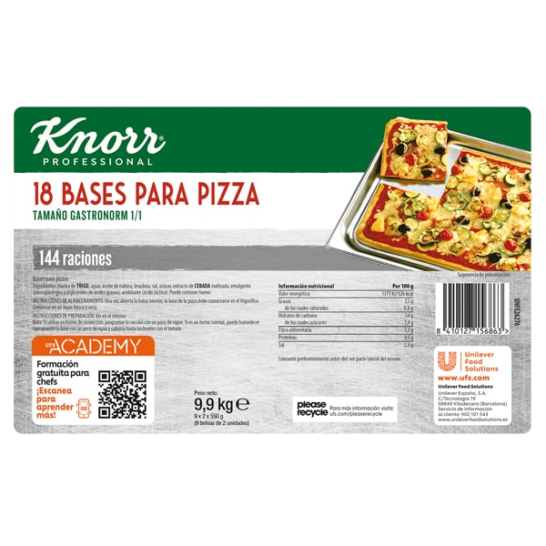 Knorr Base para Pizza precocida caja 9,9kg - 