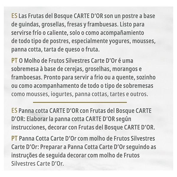 Lata de Frutas del Bosque Carte d'Or de 1,7Kg - Las Frutas del Bosque Carte d’Or son una mezcla de frutas rojas enteras en almíbar listas para utilizar directamente