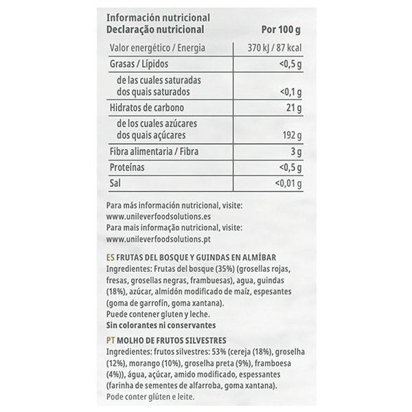 Carte d'Or Frutas del Bosque lata de 1,7kg - Las Frutas del Bosque Carte d’Or son una mezcla de frutas rojas enteras en almíbar listas para utilizar directamente