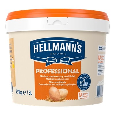 Hellmann’s Professional sin gluten cubo 5L - Hellmann’s Professional, sabor intenso y estabilidad superior en multitud de usos.