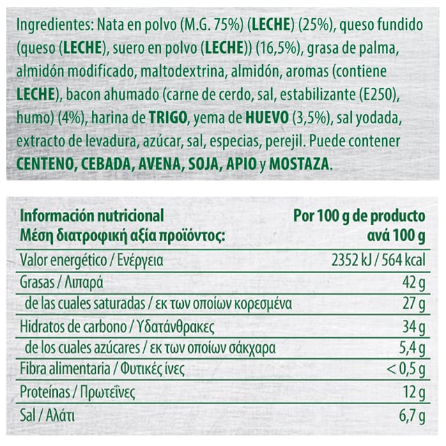 Knorr Salsa Carbonara para pastas deshidratada bote 1kg - 