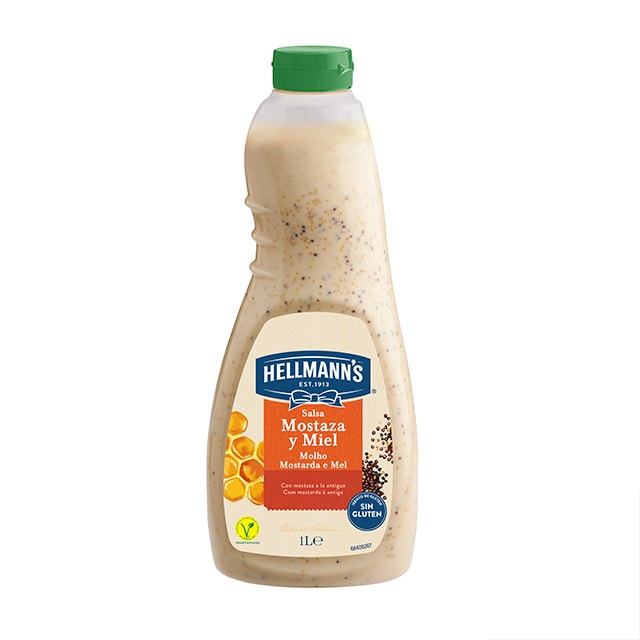 Hellmann’s salsa para ensalada Mostaza y Miel sin gluten 1L - Nueva salsa para Ensalada Mostaza y Miel Hellmann's, ahora sin gluten, el mejor ingrediente para inspirar tu creatividad en tus platos