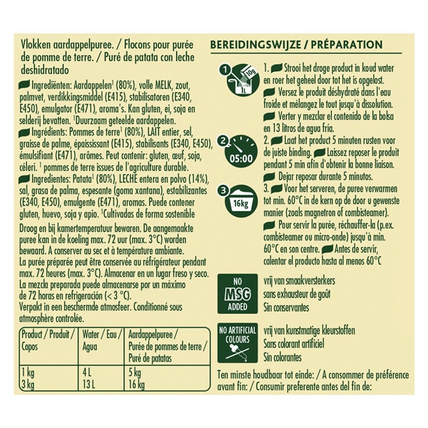 Knorr Puré de Patatas en frío bolsa 3kg - 