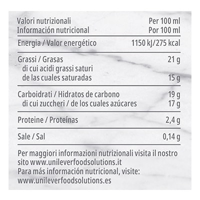 Carte d'Or Salsa de Vainilla lista para usar sin gluten 1L - La Salsa Carte d’Or es una salsa cremosa con un gran sabor de vainilla lista para usar