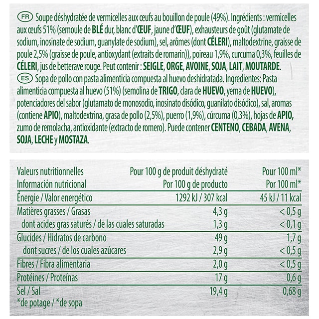 Knorr Sopa de Pollo Con Fideos deshidratada bote 825g - 
