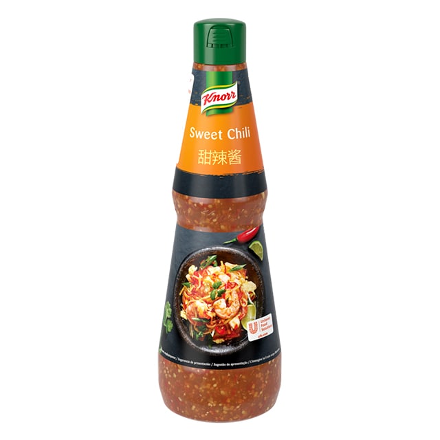 Knorr Salsa Líquida Sweet Chili lista para usar botella 1L - Iníciate en el auténtico sabor asiático de forma fácil con Knorr Salsa Sweet Chili.