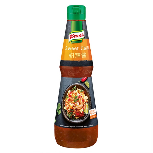 Knorr Salsa Líquida Sweet Chili lista para usar botella 1L - Iníciate en el auténtico sabor asiático de forma fácil con Knorr Salsa Sweet Chili.