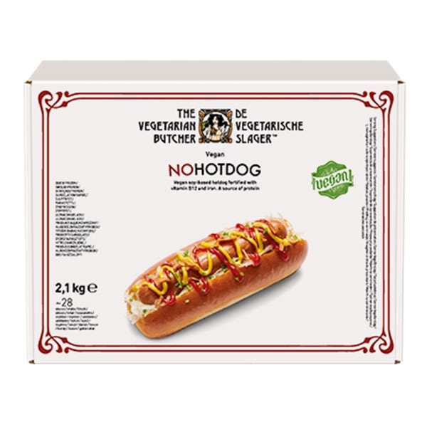 The Vegetarian Butcher NoHotDog vegano - The Vegetarian Butcher "Tan jugoso como el pollo, más tierno que el cerdo y 100% vegetariano" Jaap Korteweg, fundador de The Vegetarian Butcher.

Ofrece ya en tu menú los NoHotDog.