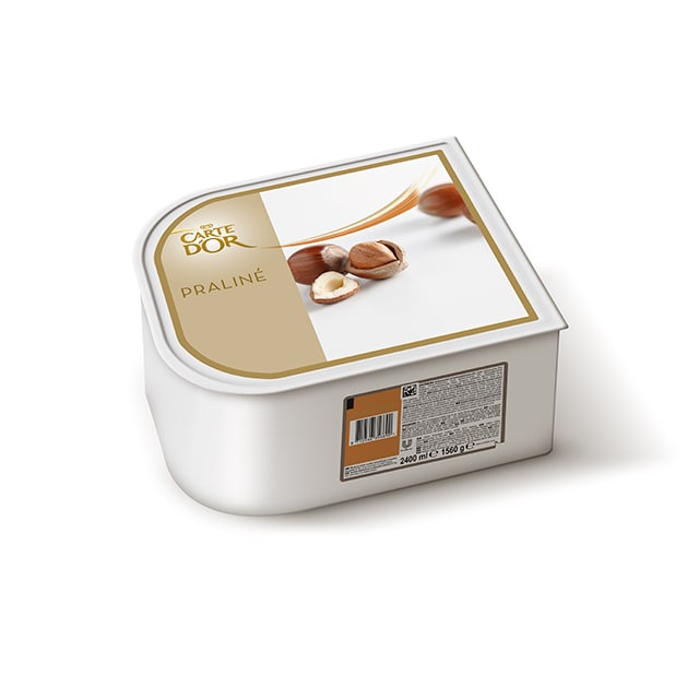 Helado de Praliné Carte d'Or 2,4L - Incluir un buen helado como el de Praliné transforma el postre en una experiencia inolvidable. La gama Carte d’Or está diseñada para aportar versatilidad, conveniencia y estructura a tus postres, controlando tu rentabilidad.