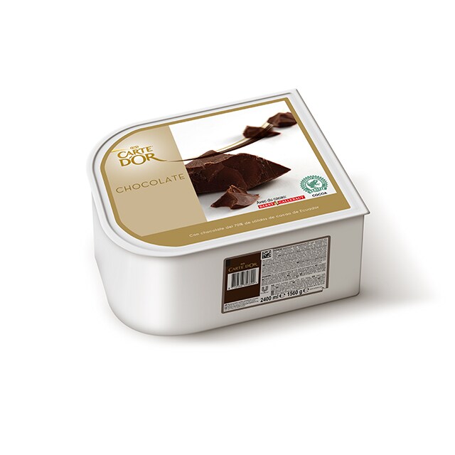 Helado de Chocolate Negro con cacao de Ecuador Carte d'Or 2,4L - Incluir un buen helado como el de Chocolate Negro con cacao de Ecuador transforma el postre en una experiencia inolvidable. La gama Carte d’Or está diseñada para aportar versatilidad, conveniencia y estructura a tus postres, controlando tu rentabilidad