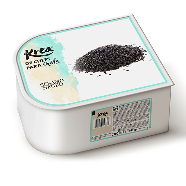 Crema Helada de Sésamo Negro Krea 2,5L - La gama de Helados KREA, exclusiva de Restauración, te ofrece sabores sorprendentes como Sésamo Negro para crear platos originales.